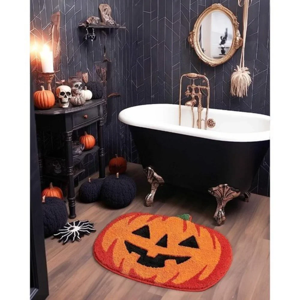 Home Microfiber Orange Pumpkin Bathroom Rugs‎